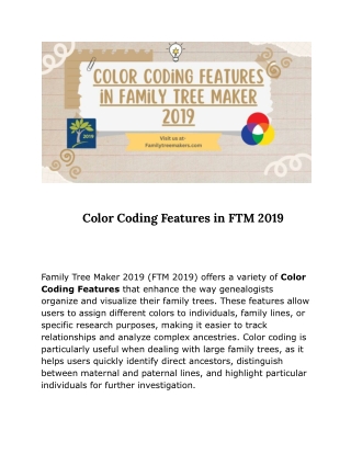 Color Coding Features in FTM 2019