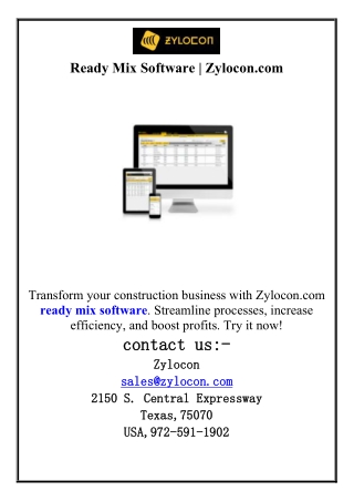 Ready Mix Software  Zylocon.com