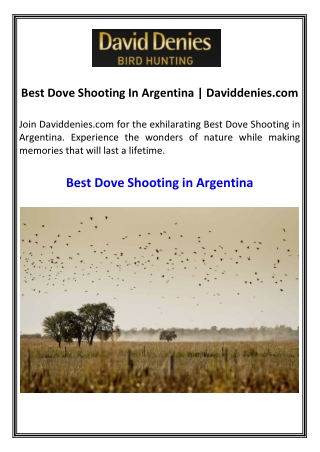 Best Dove Shooting In Argentina  Daviddenies.com