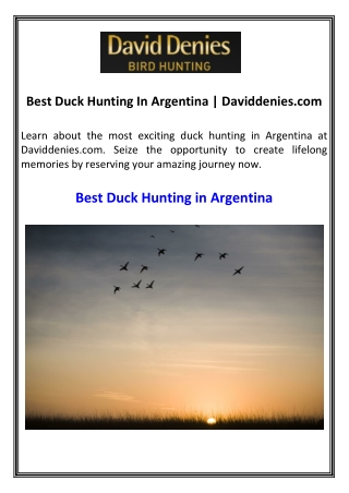 Best Duck Hunting In Argentina Daviddenies.com
