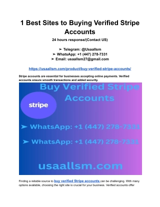1 Best Sites to Buying Verified Stripe Accounts