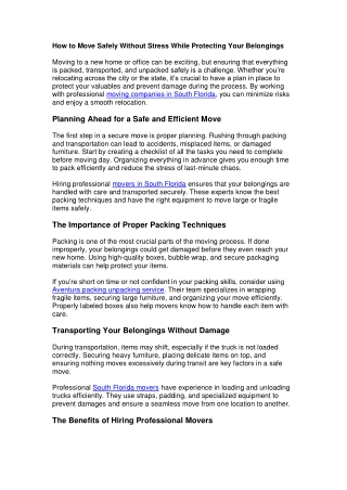 How to Move Safely Without Stress While Protecting Your Belongings