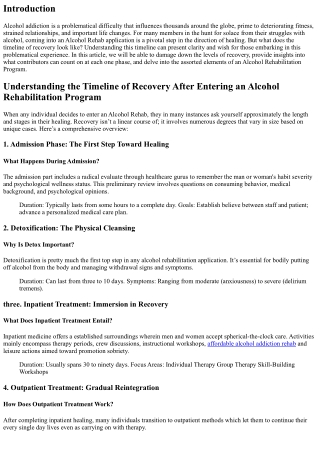 Understanding the Timeline of Recovery After Entering an Alcohol Rehabilitation
