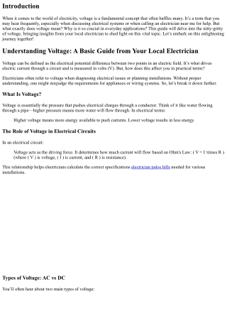 “Understanding Voltage: A Basic Guide from Your Local Electrician”