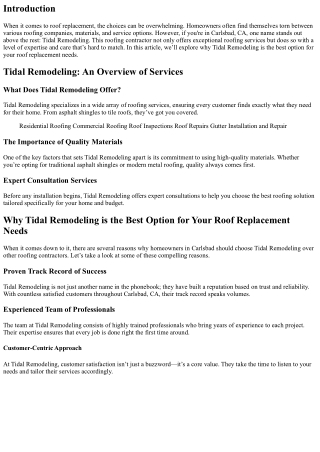 Why Tidal Remodeling is the Best Option for Your Roof Replacement Needs