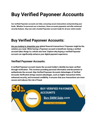 Top 10 Sites To Buy Verified Payoneer Account