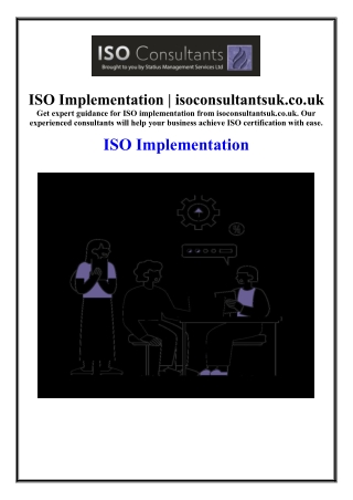 ISO Implementation | isoconsultantsuk.co.uk