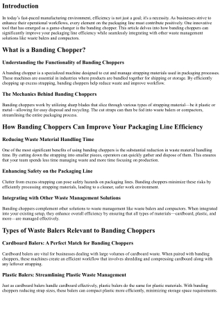 “How Banding Choppers Can Improve Your Packaging Line Efficiency”