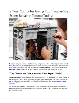 Is Your Computer Giving You Trouble