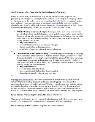 Top 5 Reasons to Buy Purses Online in India Instead of In-Store!!