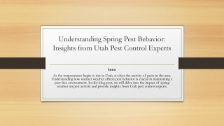 Understanding Spring Pest Behavior: Insights from Utah Pest Control Experts