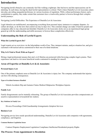 Browsing Legal Obstacles: The Experience of Daniella Levi & Associates