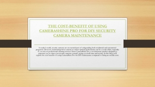 The Cost-Benefit of Using CameraShine Pro for DIY Security Camera Maintenance