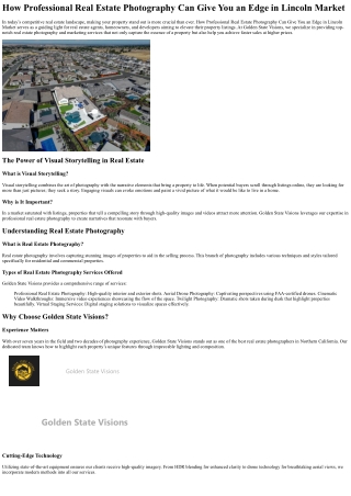 How Professional Real Estate Photography Can Give You an Edge in Lincoln Market