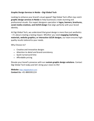 Best Graphic Design Services in Noida – Digi Global Tech