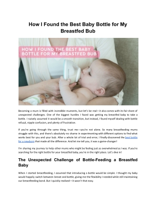 How I Found the Best Baby Bottle for My Breastfed Bub