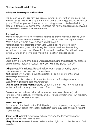 How to choose the right paint colour