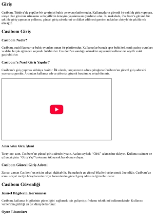 Casibom’a Güvenli Bir Şekilde Nasıl Giriş Yapılır?