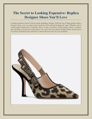 The Secret to Looking Expensive Replica Designer Shoes You’ll Love