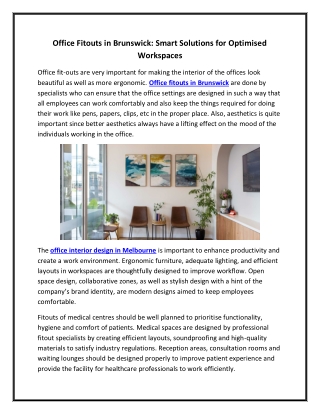 Office Fitouts in Brunswick Smart Solutions for Optimised Workspaces