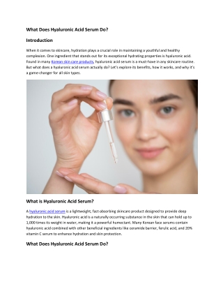 What Does Hyaluronic Acid Serum Do
