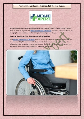 Premium Shower Commode Wheelchair for Safe Hygiene