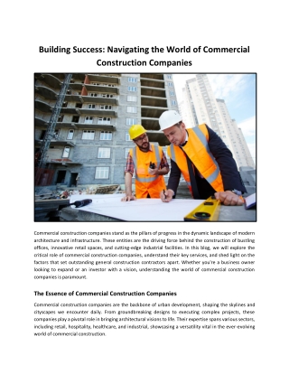 Building Success: Navigating the World of Commercial Construction Companies
