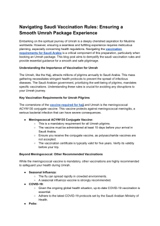 Navigating Saudi Vaccination Rules_ Ensuring a Smooth Umrah Package Experience