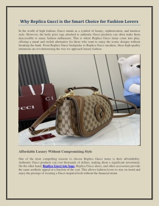 Why Replica Gucci is the Smart Choice for Fashion Lovers