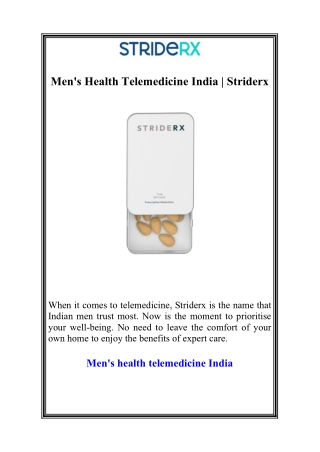 Men's Health Telemedicine India | Striderx
