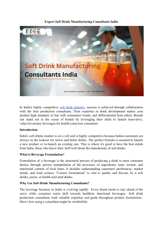 Expert Soft Drink Manufacturing Consultants in India.docx