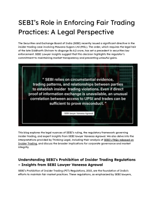 SEBI’s Role in Enforcing Fair Trading Practices_ A Legal Perspective .docx