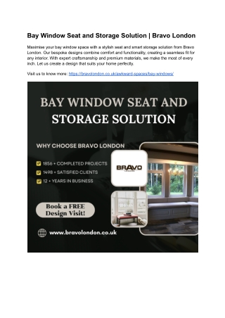 Bay Window Seat and Storage Solution | Bravo London