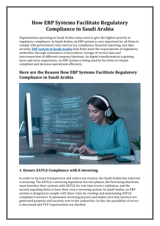How ERP Systems Facilitate Regulatory Compliance in Saudi Arabia
