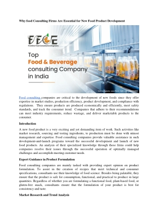 Why food Consulting Firms Are Essential for New Food Product Development