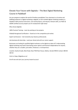 BEST DIGITAL MARKETING COURSE IN PALAKKAD