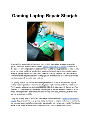 Gaming Laptop Repair Sharjah
