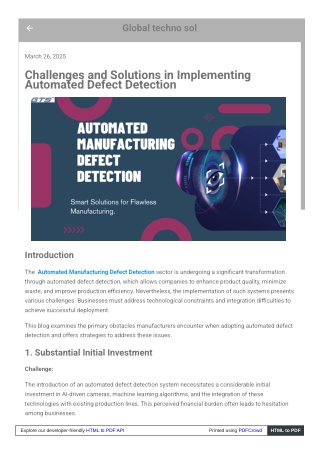 Challenges and Solutions in Implementing Automated Defect Detection