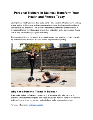 Personal Trainers in Staines_ Transform Your Health and Fitness Today