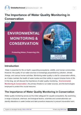 The Importance of Water Quality Monitoring in Conservation