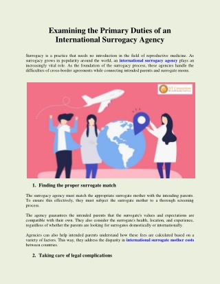 Examining the Primary Duties of an International Surrogacy Agency