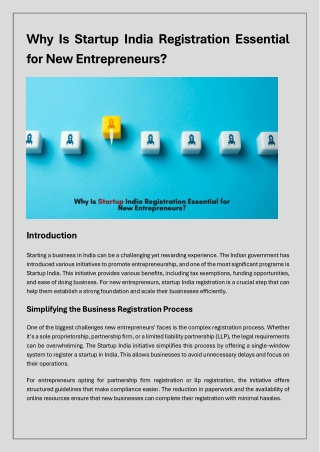 Why Is Startup India Registration Essential for New Entrepreneurs