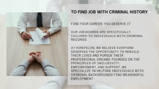 To Find Job with Criminal History