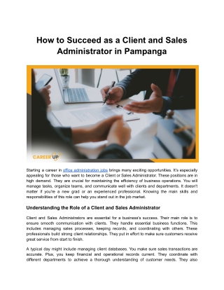 How to Succeed as a Client and Sales Administrator in Pampanga