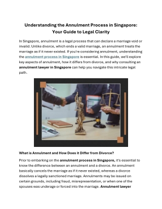 Understanding the Annulment Process in Singapore: Your Guide to Legal Procedures