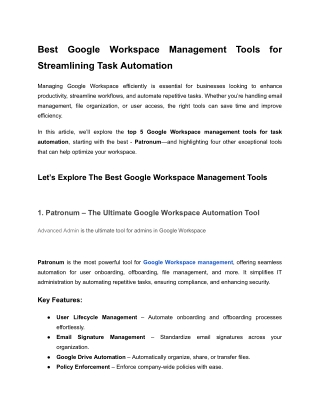 Best Google Workspace Management Tools for Streamlining Task Automation
