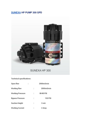sunexa HP 300 Gpd pump