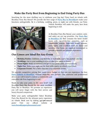 Make the Party Best from Beginning to End Using Party Bus
