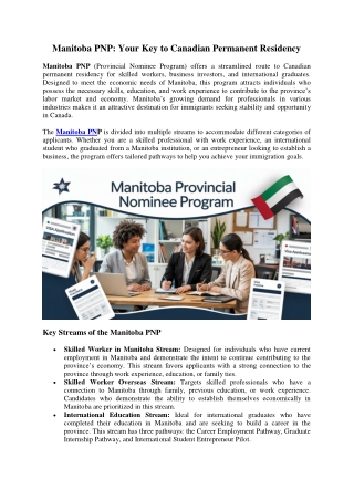 Manitoba PNP: Your Key to Canadian Permanent Residency