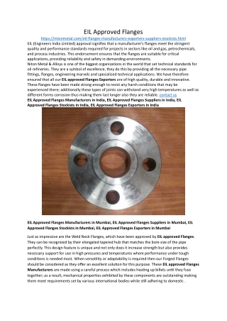 EIL Approved Flanges 27-3-2025